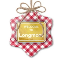 Dísz Nyomtatott Egyoldalas Sárga Útjelző Tábla Üdvözöljük A Longmont Karácsonyi Neonblondban