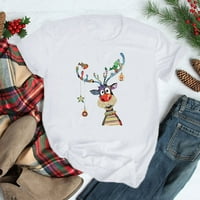 Dqueduo Női felsők Férfi Rövid ujjú Merry Christmas Cartoon Deer Print Family Top póló plusz méretű felsők nőknek a