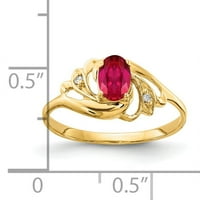 Primal arany karátos sárga arany 6x ovális Rubin és gyémánt gyűrű