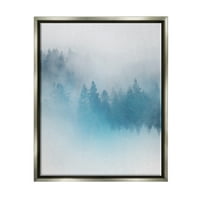 Dörmögés szürreális kék ködös erdő természet tájfestés szürke úszó keretes művészeti nyomtatási fal művészet