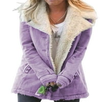 Paille női kabát Egyszínű kabát hosszú ujjú felsők Nyitott első téli meleg felsőruházat felsők Lila XL