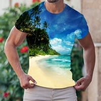 Férfi pólók egyszerű személyiség Divat Alkalmi Hawaiianss Nyomtatott Kerek nyakú Rövid ujjú póló kék XXXXXL