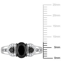 Miabella női 1- Carat T.W. Gyémánt 10KT fehérarany 3-kő eljegyzési gyűrű