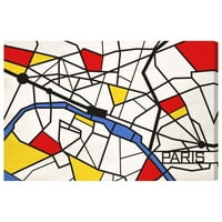 Wynwood Studio Maps és Flags Wall Art vászon nyomatok 'Párizsi szilárd színű térkép' Európai városok térképek - Fehér,