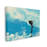 A Stupell Industries hegymászó létrán felhőkbe koncepció grafikus galéria csomagolt vászon nyomtatott fali művészet,