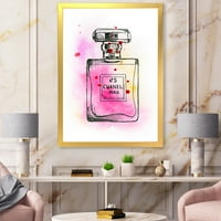 Designart 'Perfume Chanel öt rózsaszín stroke' francia country keretes művészeti nyomtatás
