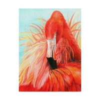 Védjegy képzőművészet 'Vörös flamingó a kéken' vászon művészet Carla Kurt