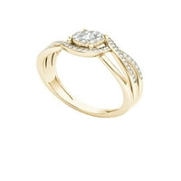 1 4ct tdw gyémánt 10k sárga arany bypass klaszter eljegyzési gyűrű