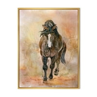 Absztrakt portré gyönyörű gesztenye ló II keretes festmény vászon art nyomtatás