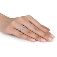 Carat T.W. Diamond 10KT fehérarany vintage eljegyzési gyűrű
