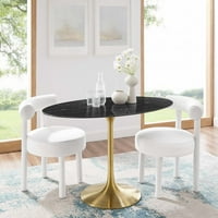 Modway Lippa 48 ovális mesterséges márvány étkezőasztal arany fekete színben
