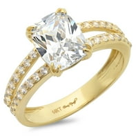3. ct párna vágott tiszta szimulált gyémánt 18K sárga arany évforduló eljegyzési gyűrű mérete 3.75