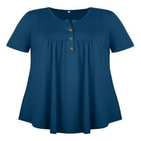 Rivelino női plusz méret V nyak Henley ingek áramló nyári felsők redőzött gombok tunikák