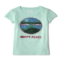 P.S. Az Aeropostale Girls fordított flittere Happy Place grafikus pólójától