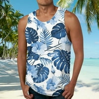 Tank felsők férfiak és nagy Férfiak nyári friss divat új Beach Hawaii 3D nyomtatás Tank Top póló Kék L