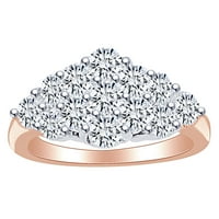 Karátos kör alakú fehér természetes gyémánt klaszter évforduló gyűrű 14k Tömör Rózsa arany gyűrű méret-8.5