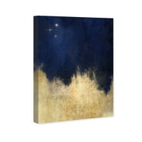 Wynwood Studio Absztrakt Wall Art vászon „Csillagok éjfélkor” festék - kék, arany