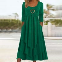 Finelylove alkalmi Maxi ruha aktív ruha a-line hosszú hosszú ujjú szilárd Zöld S