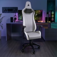 Corsair TC Gaming Chair-plüss Műbőr-világosszürke Fehér-játékhoz-Műbőr, acél, hab, memóriahab-világosszürke, Fehér