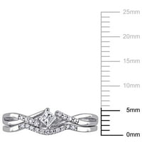 Miabella női karátos T.W. Gyémánt sterling ezüst kereszteződés menyasszonyi gyűrűs készlet