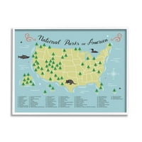 Stupell Industries American National Parks Részletes informatív térképdiagram keretes Wall Art, 24, tervezés: Michael