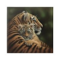 Stupell Industries Imádnivaló édes anya tigris, Baby Cub részletes portré festmények galéria csomagolt vászon nyomtatott