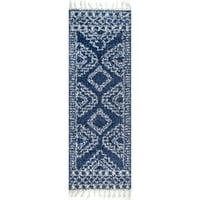 nuLOOM Vasiliki Marokkói Shag bojtos futó szőnyeg, 2' 8 8', Kék