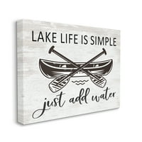 Stupell Industries Lake Life Canoe érc rusztikus kabin tipográfia grafikus galéria csomagolt vászon nyomtatott fali