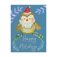 Védjegy Szépművészet 'Santa Owl' vászon művészete, Valarie Wade