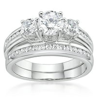 A Jay Heart Sterling ezüst szimulált fehér gyémánt kő menyasszonyi eljegyzési gyűrűs készlet
