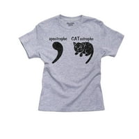 Apostrophe katasztrófa vicces macska lány pamut Ifjúsági szürke póló