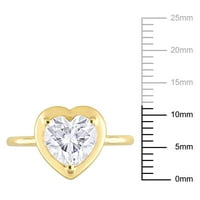 Miabella női karátos T.G.W. Szívkéső moissanite 10KT sárga arany pasziánsz menyasszonyi gyűrű