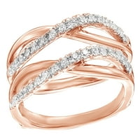 Fehér természetes gyémánt pasziánsz Twist Wrap gyűrű 10k Rózsa arany