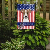 Carolines kincsek BB2190GF Isten Áldja amerikai zászló Jack Russell Terrier zászló kert mérete kicsi, többszínű