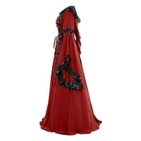 Bazyrey Halloween ruhák nőknek Halloween Retro kapucnis hosszú ujjú S-nyakú Flare hüvely vékony ruha piros 4XL