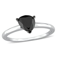 Carat T.W. Körte vágott fekete gyémánt 10 kt fehér arany eljegyzési gyűrű