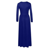 Lashall Női ruhák, női nyári és tavaszi európai és amerikai nyomtatás Pocket Drees, Kék, XXL