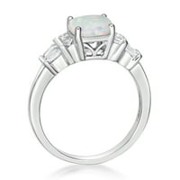 Jay Heart Designs Sterling Silver létrehozta az opálot és létrehozta a fehér zafír gyűrűt