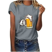 Fanxing Clearance foglalkozik női aranyos grafikus pólók ing nyári alkalmi rövid ujjú Oktoberfest póló Vintage sör