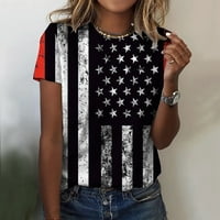Női pólók Laza illesztés grafika divatos nyomtatáshoz napi nyári ingek O nyakú tartályokhoz amerikai július 4. blúz