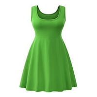 Lumento Női hosszú ruha Legénység nyak Midi ruhák Egyszínű Nyári strand Sundress Női Kaftan szexi Ujjatlan Zöld XL