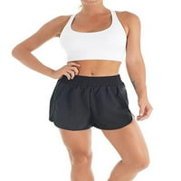 Eyicmarn női nyári atlétikai rövidnadrág, felnőttek egyszínű nadrág kompressziós fehérnemű béléssel, zsebekkel