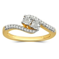 Carat T.W. Kerek gyémánt sterling ezüst angol gyűrű