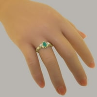 Brit gyártmányú 18k sárga arany gyűrű természetes smaragddal & gyémánt női évforduló gyűrű-méret opciók-Méret 4