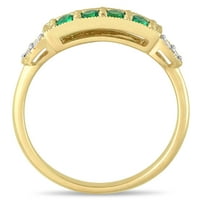Miabella női karátos T.G.W. Készített smaragd és gyémánt akcentus 10KT sárga arany félig tartós gyűrű