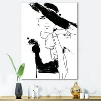 Gyönyörű fekete -fehér modell Haute couture divat nő II festmény vászon művészeti nyomtatás