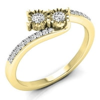Dazzlingrock Gyűjtemény 0. Karátos 10k fehér gyémánt két kő menyasszonyi eljegyzési gyűrű CT, sárga arany, méret 6,5