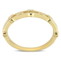 Carat T.W. Létrehozott gyémánt 18KT sárga aranyozott sterling ezüst egymásra rakható gyűrű