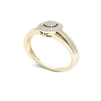 Carat T.W. Diamond Double Halo klaszter 10KT sárga arany eljegyzési gyűrű