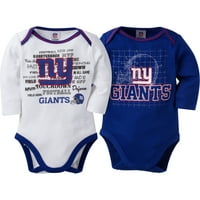 New York Giants Baby Boys hosszú ujjú bodysuit szett, 2 csomag